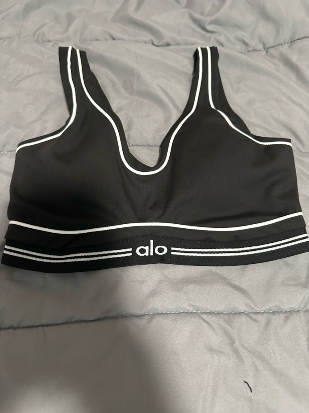 Alo Women's Black White Trim Sports Bra Leggings Set Size S